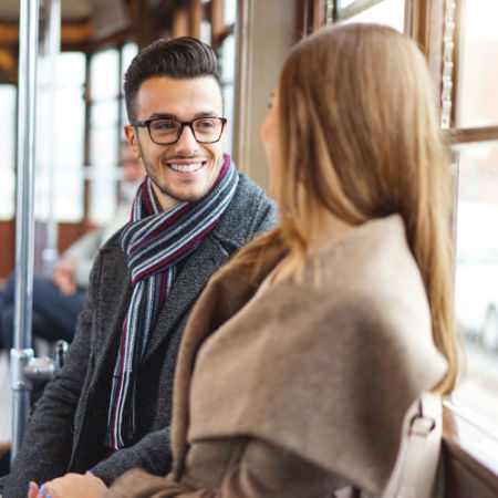 Man looking at and seeming attracted to a woman 